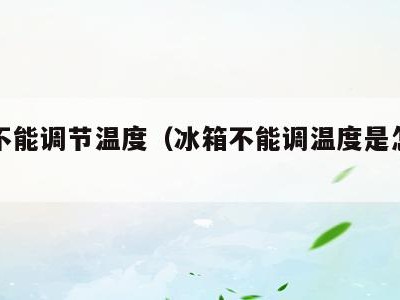 冰箱不能调节温度(冰箱不能调温度是怎么回事)