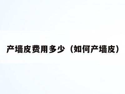产墙皮费用多少(如何产墙皮)