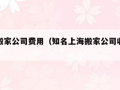 上海搬家公司费用（知名上海搬家公司收费价格表）