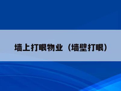 墙上打眼物业(墙壁打眼)
