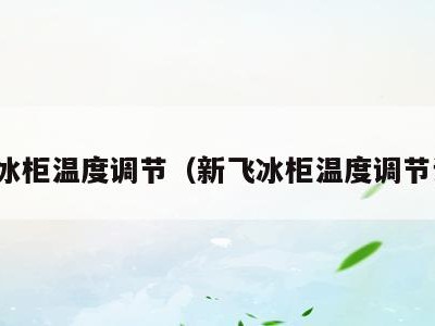 新飞冰柜温度调节(新飞冰柜温度调节说明)