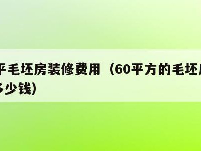 60平毛坯房装修费用（60平方的毛坯房需要多少钱）