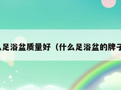 什么足浴盆质量好(什么足浴盆的牌子好)