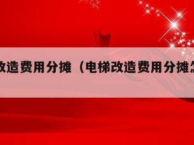 电梯改造费用分摊(电梯改造费用分摊怎么算)