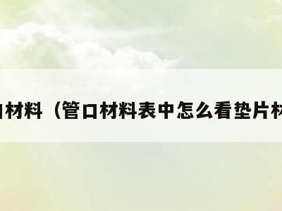 管口材料(管口材料表中怎么看垫片材质)