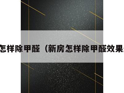 房子怎样除甲醛（新房怎样除甲醛效果最好）