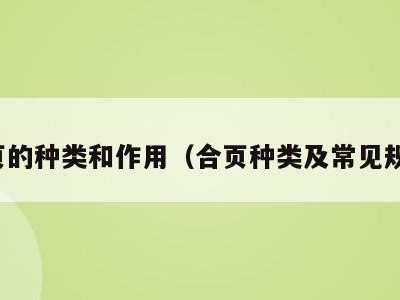 合页的种类和作用（合页种类及常见规格）