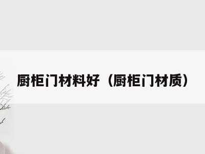 厨柜门材料好（厨柜门材质）