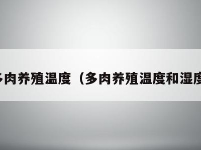 多肉养殖温度(多肉养殖温度和湿度)