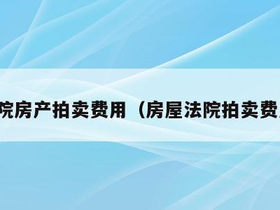 法院房产拍卖费用（房屋法院拍卖费用）